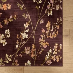 Waschbarer Teppich - Misty Floral Braun