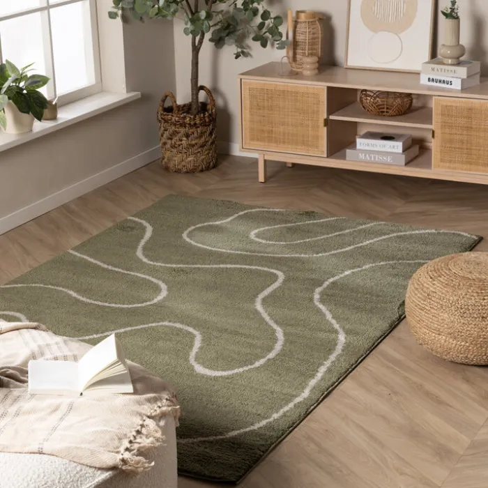 Waschbarer Teppich - Myrre Swirl Grün