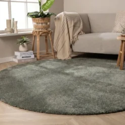 Waschbarer Teppich Rund - Clean Grün