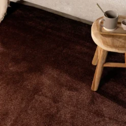 Waschbarer Teppich Rund - Clean Dunkelbraun
