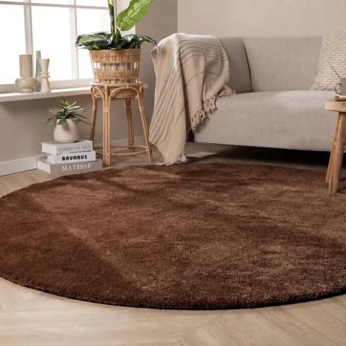 Waschbarer Teppich Rund - Clean Dunkelbraun