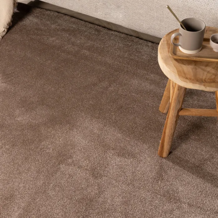 Waschbarer Teppich Rund - Clean Braun