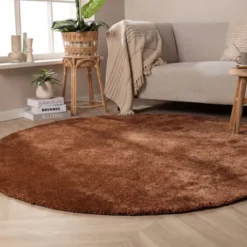 Waschbarer Teppich Rund - Clean Kupfer