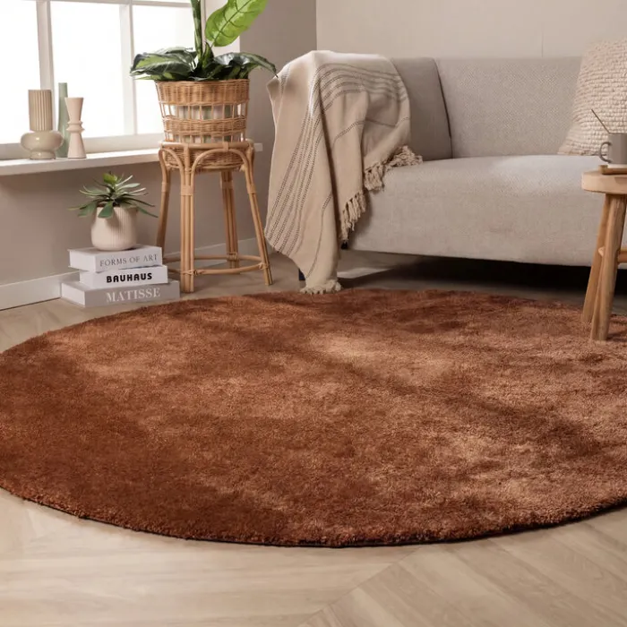 Waschbarer Teppich Rund - Clean Kupfer