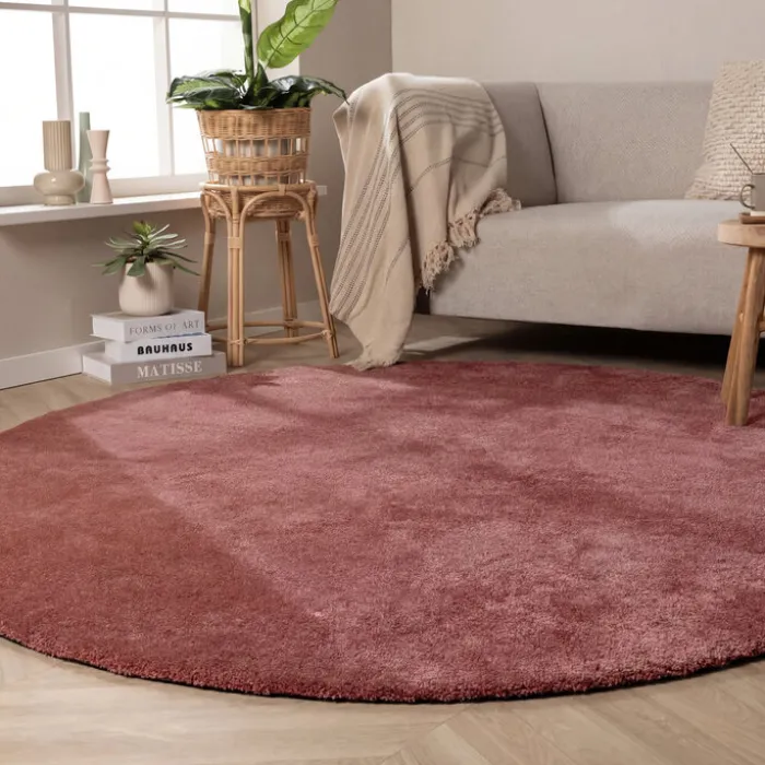 Waschbarer Teppich Rund - Clean Rosa