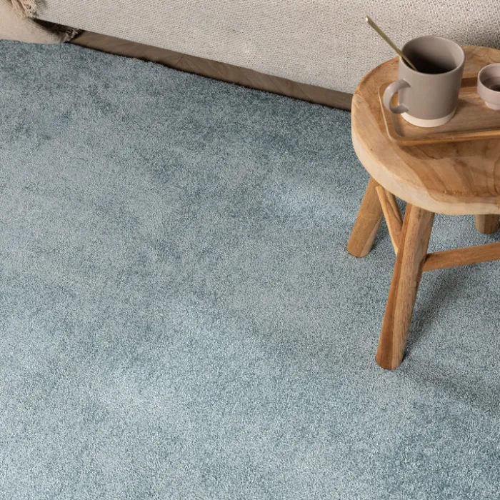 Waschbarer Teppich Rund - Clean Hellblau