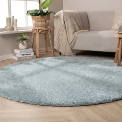 Waschbarer Teppich Rund - Clean Hellblau