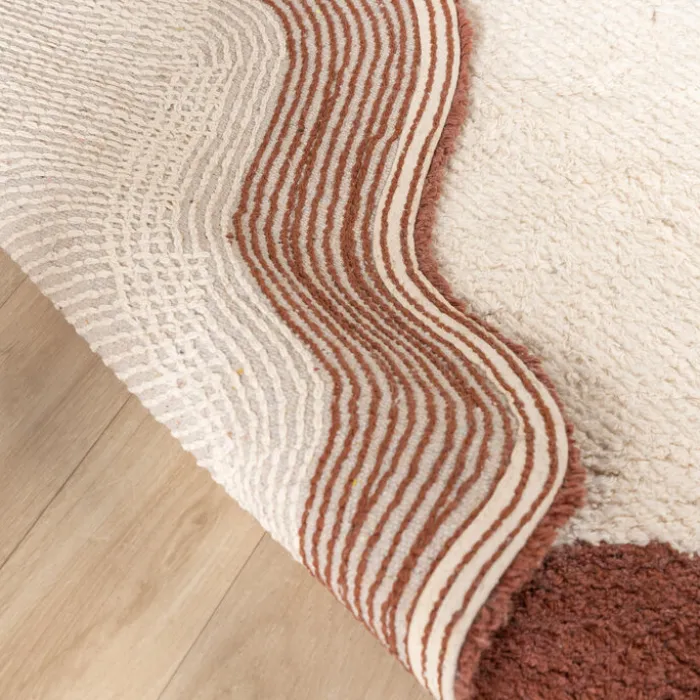 Waschbarer Teppich Rund - Hazy Braun Creme