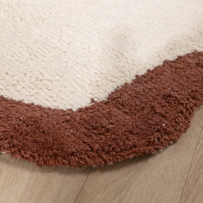 Waschbarer Teppich Rund - Hazy Braun Creme