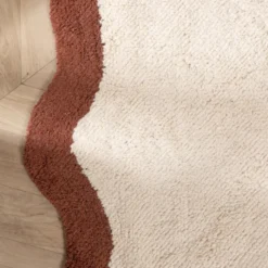 Waschbarer Teppich Rund - Hazy Braun Creme