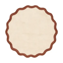 Waschbarer Teppich Rund - Hazy Braun Creme
