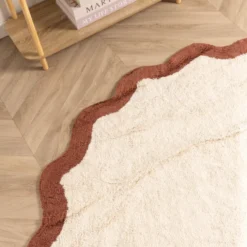 Waschbarer Teppich Rund - Hazy Braun Creme