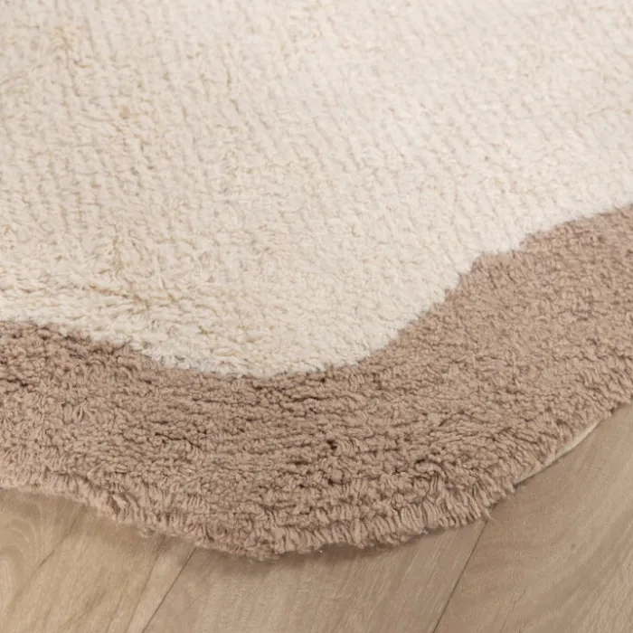 Waschbarer Teppich Rund - Hazy Beige Creme