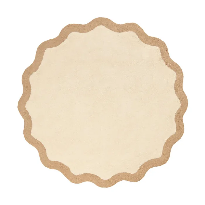 Waschbarer Teppich Rund - Hazy Beige Creme