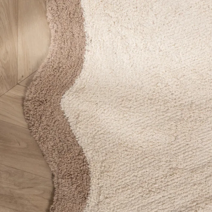 Waschbarer Teppich Rund - Hazy Beige Creme
