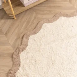 Waschbarer Teppich Rund - Hazy Beige Creme