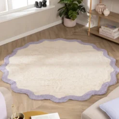 Waschbarer Teppich Rund - Hazy Lila Creme