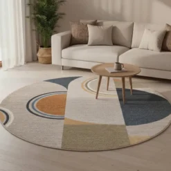 Waschbarer Teppich Rund - Misha Blocks Bunt
