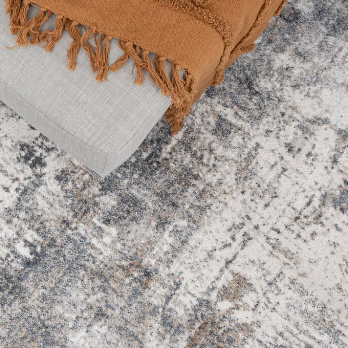 Waschbarer Teppich Rund - Misha Grunge Creme Grau