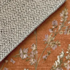Waschbarer Teppich Rund - Misty Floral Terrakotta