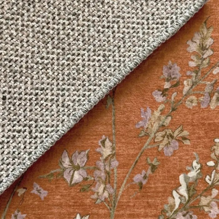 Waschbarer Teppich Rund - Misty Floral Terrakotta