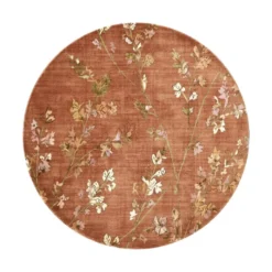 Waschbarer Teppich Rund - Misty Floral Terrakotta