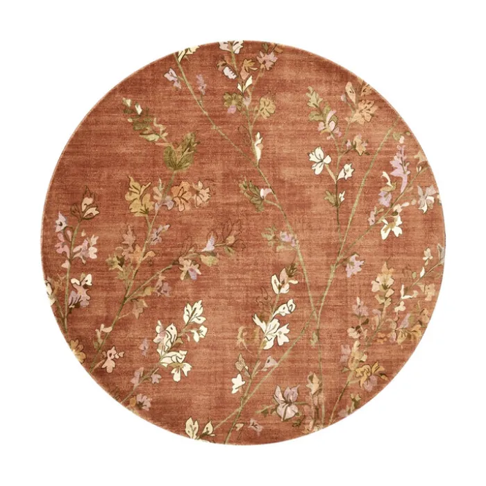 Waschbarer Teppich Rund - Misty Floral Terrakotta
