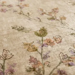 Waschbarer Teppich Rund - Misty Floral Creme