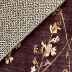 Waschbarer Teppich Rund - Misty Floral Braun