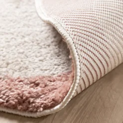 Waschbarer Teppich Rund - Myrre Rosa Weiß