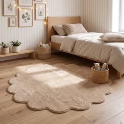 Waschbarer Teppich Rund - Puck Beige