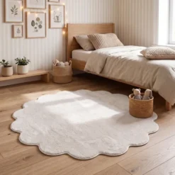 Waschbarer Teppich Rund - Puck Weiß