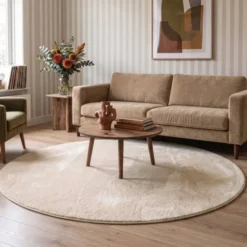 Waschbarer Teppich Rund - Vivid Beige