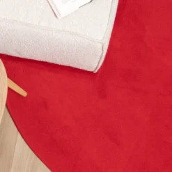 Waschbarer Teppich Rund - Vivid Rot
