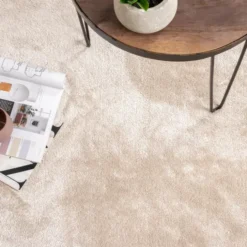 Waschbarer Viskose Teppich Rund - Vive Creme