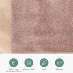Waschbarer Viskose Teppich - Vive Altrosa
