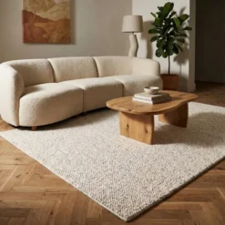 Waschbarer Wollteppich - Bruno Creme Weiß
