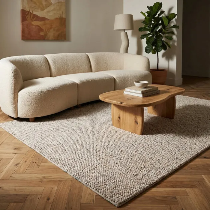 Waschbarer Wollteppich - Bruno Beige Creme
