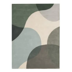 Wollteppich Abstrakt - Clarice Olivgrün Mint