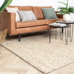 Wollteppich - Melange Creme Braun