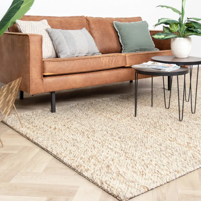 Wollteppich - Melange Creme Braun
