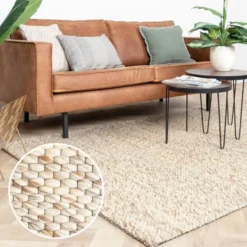Wollteppich - Melange Creme Braun