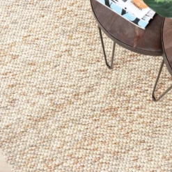 Wollteppich - Melange Creme Braun