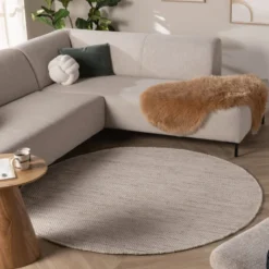 Wollteppich Rund- Bliss Beige Meliert
