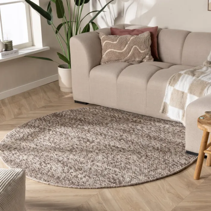 Wollteppich Rund - Feline Braun Meliert