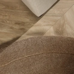 Wollteppich Rund - Isara Border Braun