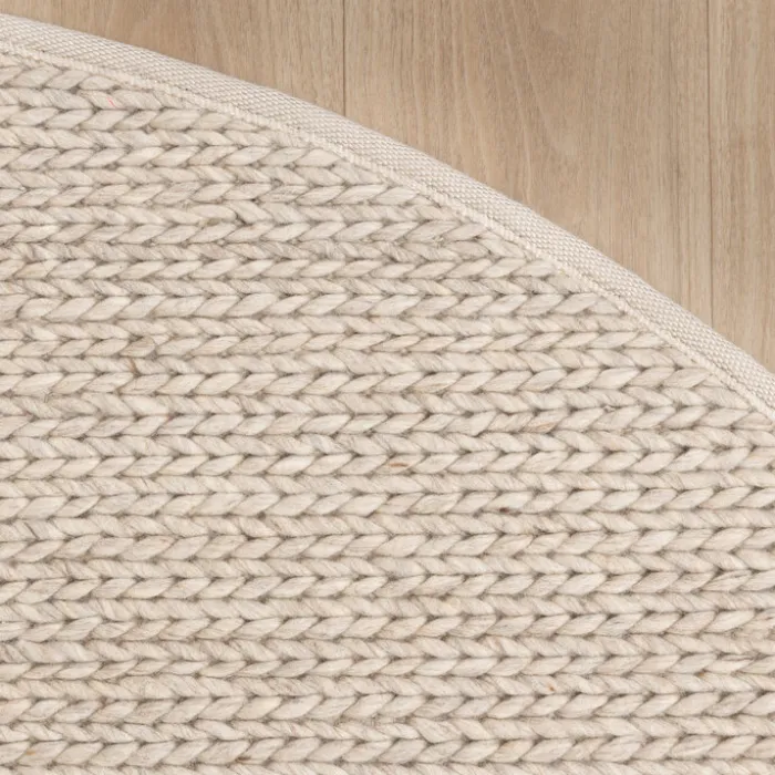 Wollteppich Rund - Twist Beige