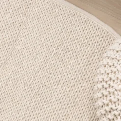 Wollteppich Rund - Twist Beige