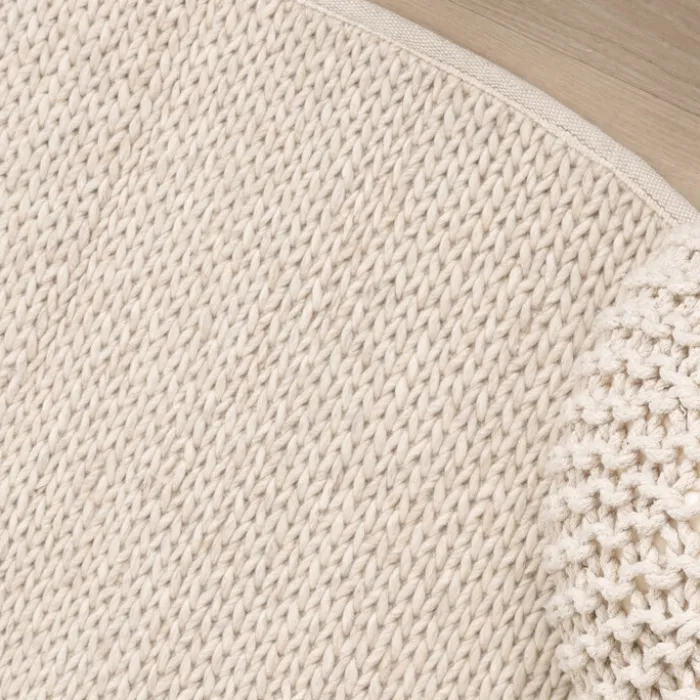 Wollteppich Rund - Twist Beige