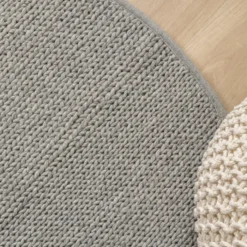 Wollteppich Rund - Twist Grau